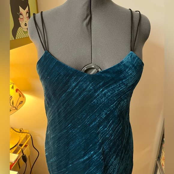 Kate Moss 90s! Gorgeous teal crushed velvet slip dress - Picture 2 of 9